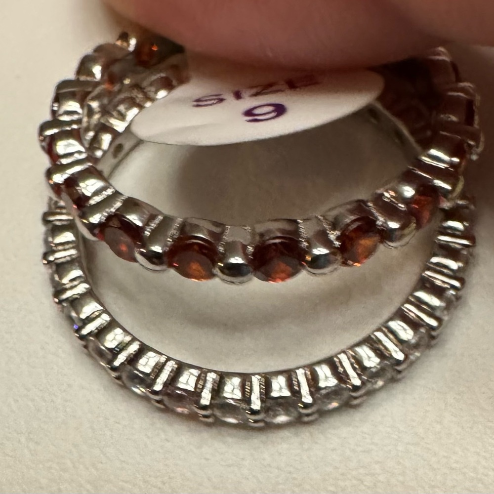 Garnet on a .925 Sterling Silver band Two Set Unicorn Alert size 9